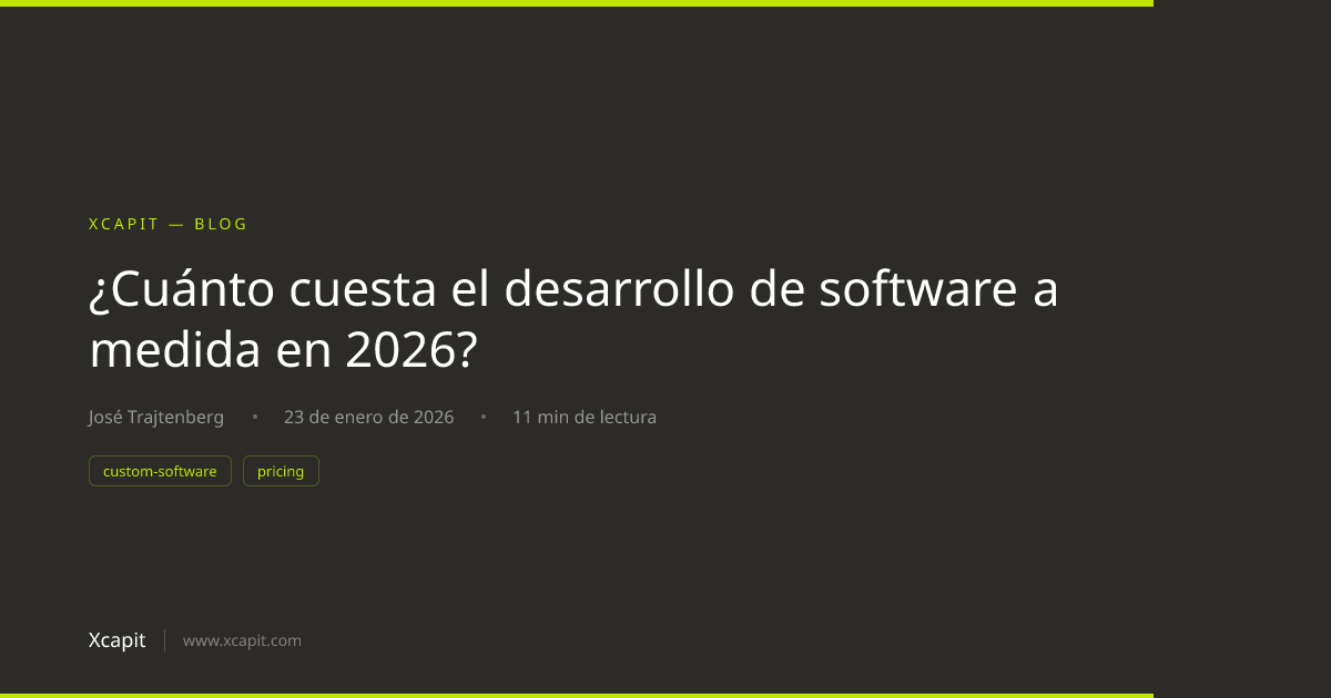 ¿Cuánto cuesta el desarrollo de software a medida en 2026? | Xcapit