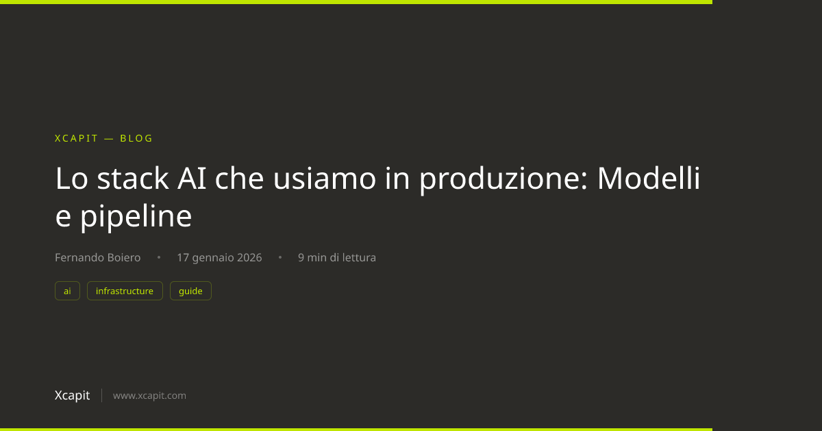 Lo stack AI che usiamo in produzione: Modelli e pipeline | Xcapit
